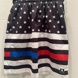 Police and Fire Black, Red & White Star kids Shorts